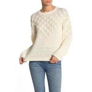 Abound women's Textured Crew Neck Knit long sleeve Sweater Size S in Ivory
